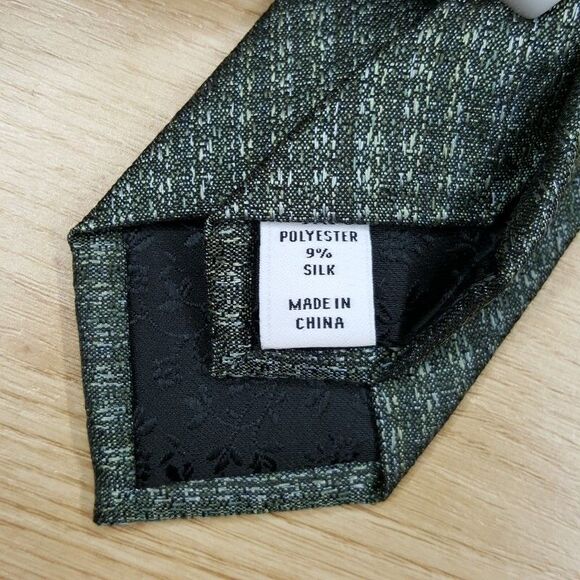 BAR III Mens Neck Tie Green Textured Diagonal Check Slim Skinny - Picture 2 of 4